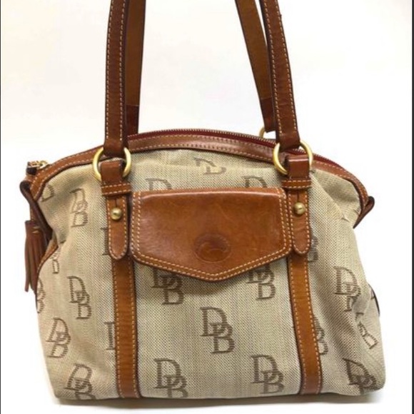 Dooney & Bourke Handbags - Vintage Barkcloth & Leather Should Bag